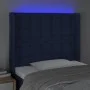 Blue fabric headboard with LED 93x16x118/128 cm by vidaXL, Headboards and footboards - Ref: Foro24-3124470, Price: 83,76 €, D...