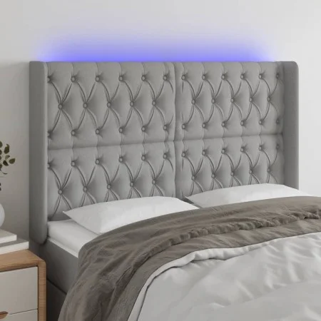 Light gray fabric headboard with LED 163x16x118/128 cm by vidaXL, Headboards and footboards - Ref: Foro24-3124390, Price: 149...