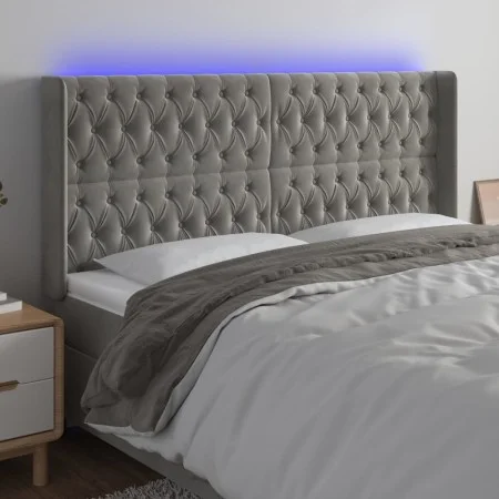 Light gray velvet headboard with LED 203x16x118/128 cm by vidaXL, Headboards and footboards - Ref: Foro24-3124450, Price: 167...