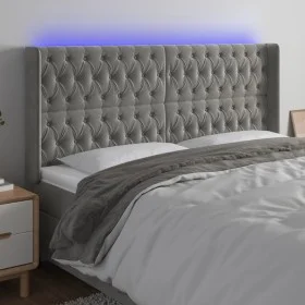 Hellgraues Samtkopfteil mit LED 183x16x118/128 cm von vidaXL, Kopf- und Fußteile - Ref: Foro24-3124444, Preis: 152,96 €, Raba...