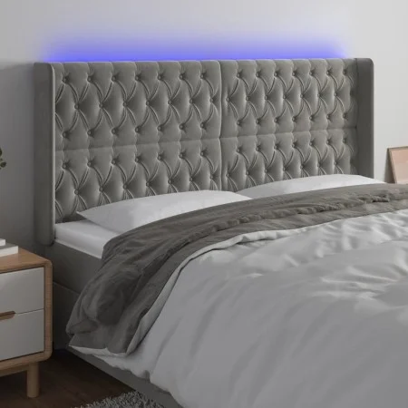 Light gray velvet headboard with LED 183x16x118/128 cm by vidaXL, Headboards and footboards - Ref: Foro24-3124444, Price: 152...