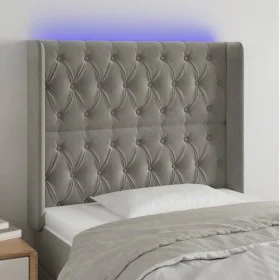 Light gray velvet headboard with LED 103x16x118/128 cm by vidaXL, Headboards and footboards - Ref: Foro24-3124426, Price: 99,...