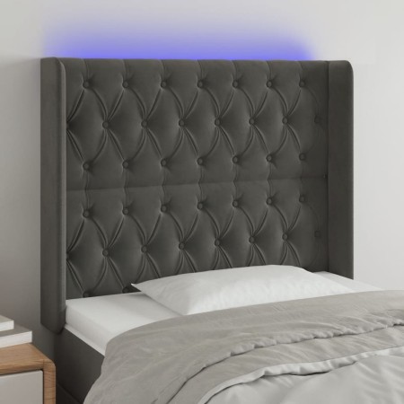 Dunkelgraues Samtkopfteil mit LED 93x16x118/128 cm von vidaXL, Kopf- und Fußteile - Ref: Foro24-3124421, Preis: 84,52 €, Raba...