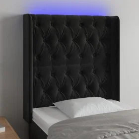 Kopfteil aus schwarzem Samt mit LED 83x16x118/128 cm von vidaXL, Kopf- und Fußteile - Ref: Foro24-3124416, Preis: 103,43 €, R...