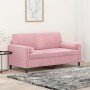 Sofá de 2 plazas con cojines terciopelo rosa 140 cm en Sofás | Comprar online en Foro24