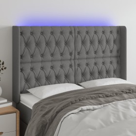 Cabecero con LED de tela gris oscuro 163x16x118/128 cm de vidaXL, Cabeceros y pies de cama - Ref: Foro24-3124391, Precio: 153...