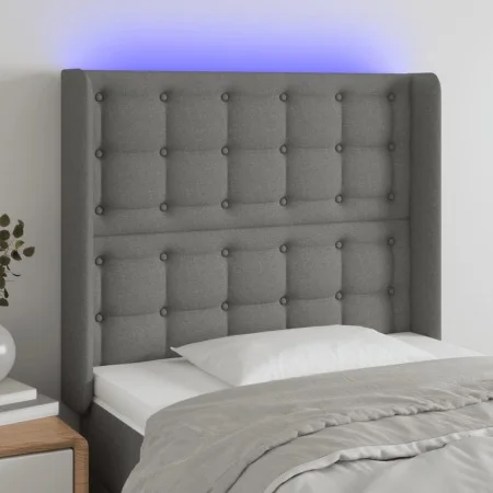 Dark gray fabric headboard with LED 93x16x118/128 cm by vidaXL, Headboards and footboards - Ref: Foro24-3124465, Price: 92,43...