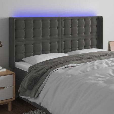 Dunkelgraues Samtkopfteil mit LED 203x16x118/128 cm von vidaXL, Kopf- und Fußteile - Ref: Foro24-3124549, Preis: 119,45 €, Ra...