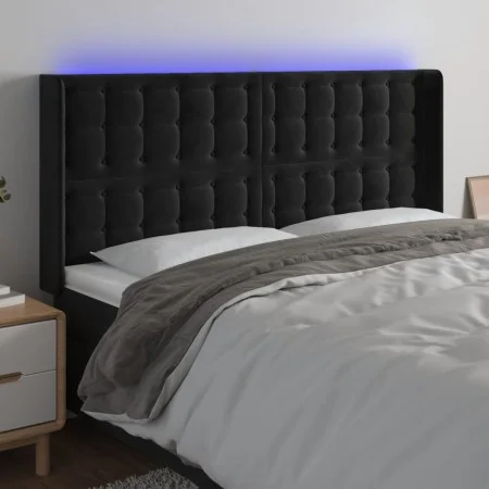 Cabecero con LED de terciopelo negro 203x16x118/128 cm de vidaXL, Cabeceros y pies de cama - Ref: Foro24-3124550, Precio: 134...
