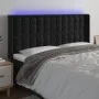 Cabecero con LED de terciopelo negro 203x16x118/128 cm de vidaXL, Cabeceros y pies de cama - Ref: Foro24-3124550, Precio: 134...