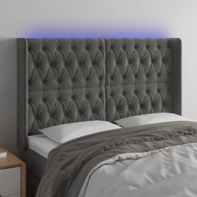 Dunkelgraues Samtkopfteil mit LED 147x16x118/128 cm von vidaXL, Kopf- und Fußteile - Ref: Foro24-3124433, Preis: 151,79 €, Ra...