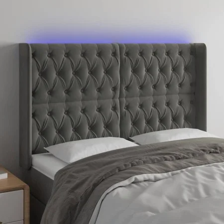Dunkelgraues Samtkopfteil mit LED 147x16x118/128 cm von vidaXL, Kopf- und Fußteile - Ref: Foro24-3124433, Preis: 149,96 €, Ra...
