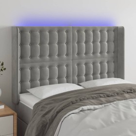 Hellgraues Samtkopfteil mit LED 147x16x118/128 cm von vidaXL, Kopf- und Fußteile - Ref: Foro24-3124530, Preis: 140,61 €, Raba...
