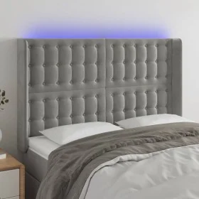 Light gray velvet headboard with LED 147x16x118/128 cm by vidaXL, Headboards and footboards - Ref: Foro24-3124530, Price: 136...