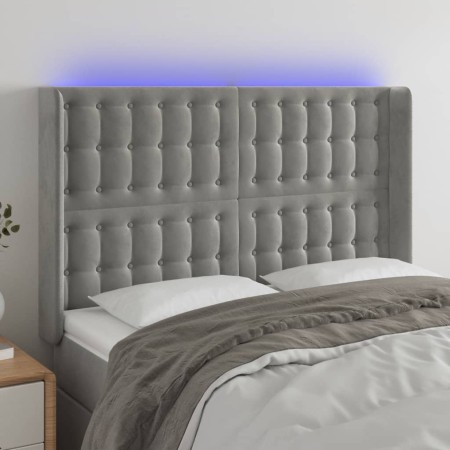 Hellgraues Samtkopfteil mit LED 147x16x118/128 cm von vidaXL, Kopf- und Fußteile - Ref: Foro24-3124530, Preis: 140,61 €, Raba...