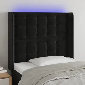 Black velvet headboard with LED 93x16x118/128 cm by vidaXL, Headboards and footboards - Ref: Foro24-3124520, Price: 88,27 €, ...