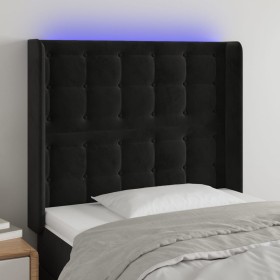 Kopfteil aus schwarzem Samt mit LED 93x16x118/128 cm von vidaXL, Kopf- und Fußteile - Ref: Foro24-3124520, Preis: 80,80 €, Ra...