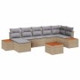 Conjunto de sofá de jardín con cojín 8 pcs Beige Poliratán