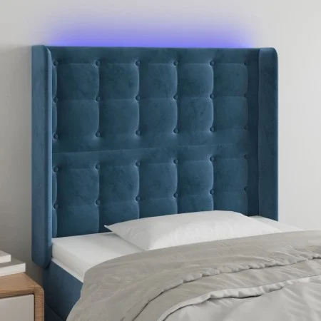 LED-Kopfteil aus dunkelblauem Samt, 93 x 16 x 118/128 cm von vidaXL, Kopf- und Fußteile - Ref: Foro24-3124522, Preis: 89,42 €...