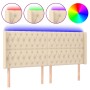 Kopfteil aus cremefarbenem Stoff mit LED 203x16x118/128 cm von vidaXL, Kopf- und Fußteile - Ref: Foro24-3124411, Preis: 171,4...