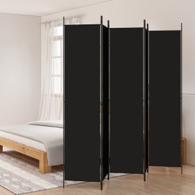Biombo divisor de 5 paneles de tela negro 250x220 cm
