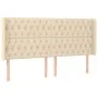 Cream fabric headboard with LED 203x16x118/128 cm by vidaXL, Headboards and footboards - Ref: Foro24-3124411, Price: 167,42 €...