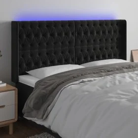 Black velvet headboard with LED 183x16x118/128 cm by vidaXL, Headboards and footboards - Ref: Foro24-3124446, Price: 177,36 €...