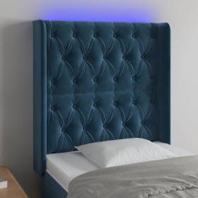LED-Kopfteil aus dunkelblauem Samt, 83 x 16 x 118/128 cm von vidaXL, Kopf- und Fußteile - Ref: Foro24-3124418, Preis: 93,58 €...