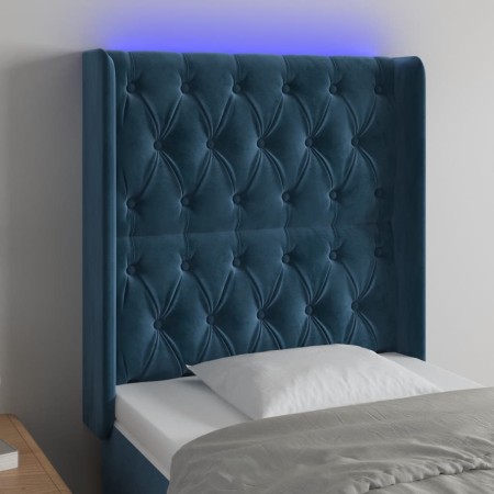 Dark blue velvet LED headboard 83x16x118/128 cm by vidaXL, Headboards and footboards - Ref: Foro24-3124418, Price: 90,21 €, D...