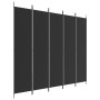 Biombo divisor de 5 paneles de tela negro 250x220 cm de vidaXL, Divisores de ambientes - Ref: Foro24-350205, Precio: 46,28 €,...