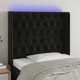 Black velvet headboard with LED 103x16x118/128 cm by vidaXL, Headboards and footboards - Ref: Foro24-3124428, Price: 100,35 €...