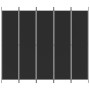 Biombo divisor de 5 paneles de tela negro 250x220 cm de vidaXL, Divisores de ambientes - Ref: Foro24-350205, Precio: 46,28 €,...