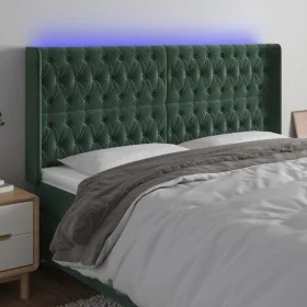 Dunkelgrünes Samtkopfteil mit LED 203x16x118/128 cm von vidaXL, Kopf- und Fußteile - Ref: Foro24-3124453, Preis: 185,66 €, Ra...
