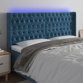 LED-Kopfteil aus dunkelblauem Samt, 183 x 16 x 118/128 cm von vidaXL, Kopf- und Fußteile - Ref: Foro24-3124448, Preis: 186,41...
