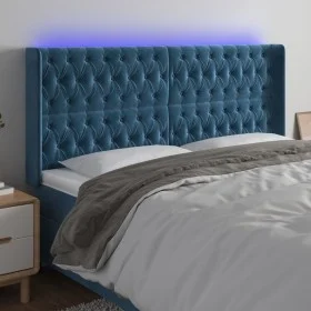 LED-Kopfteil aus dunkelblauem Samt, 183 x 16 x 118/128 cm von vidaXL, Kopf- und Fußteile - Ref: Foro24-3124448, Preis: 181,56...