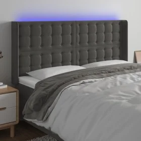 Dunkelgraues Samtkopfteil mit LED 163x16x118/128 cm von vidaXL, Kopf- und Fußteile - Ref: Foro24-3124537, Preis: 141,33 €, Ra...