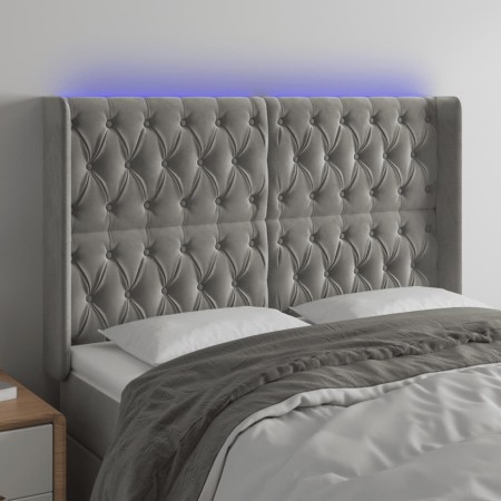 Hellgraues Samtkopfteil mit LED 163x16x118/128 cm von vidaXL, Kopf- und Fußteile - Ref: Foro24-3124438, Preis: 151,99 €, Raba...