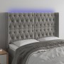 Hellgraues Samtkopfteil mit LED 163x16x118/128 cm von vidaXL, Kopf- und Fußteile - Ref: Foro24-3124438, Preis: 151,99 €, Raba...