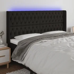 Black fabric headboard with LED 203x16x118/128 cm by vidaXL, Headboards and footboards - Ref: Foro24-3124408, Price: 162,38 €...
