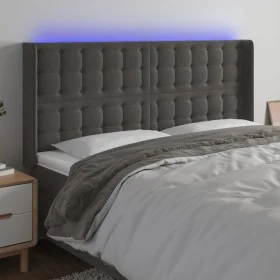 Dark gray velvet headboard with LED 183x16x118/128 cm by vidaXL, Headboards and footboards - Ref: Foro24-3124543, Price: 123,...