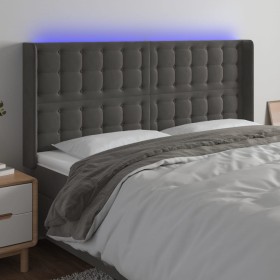 Dunkelgraues Samtkopfteil mit LED 183x16x118/128 cm von vidaXL, Kopf- und Fußteile - Ref: Foro24-3124543, Preis: 126,11 €, Ra...