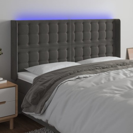 Dark gray velvet headboard with LED 183x16x118/128 cm by vidaXL, Headboards and footboards - Ref: Foro24-3124543, Price: 125,...