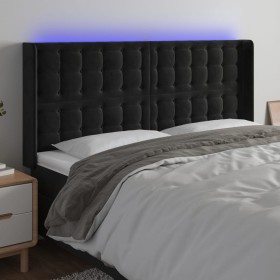 Cabecero con LED de terciopelo negro 163x16x118/128 cm de vidaXL, Cabeceros y pies de cama - Ref: Foro24-3124538, Precio: 117...