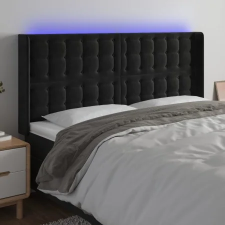 Cabecero con LED de terciopelo negro 163x16x118/128 cm de vidaXL, Cabeceros y pies de cama - Ref: Foro24-3124538, Precio: 123...