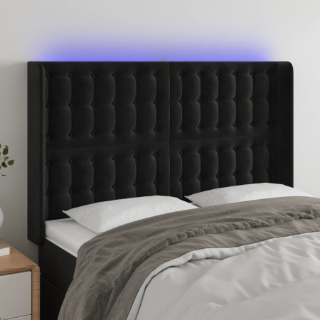 Kopfteil aus schwarzem Samt mit LED 147x16x118/128 cm von vidaXL, Kopf- und Fußteile - Ref: Foro24-3124532, Preis: 163,01 €, ...