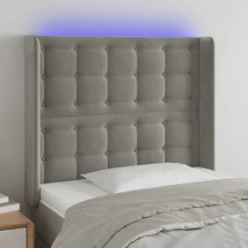 Light gray velvet headboard with LED 83x16x118/128 cm by vidaXL, Headboards and footboards - Ref: Foro24-3124512, Price: 87,2...