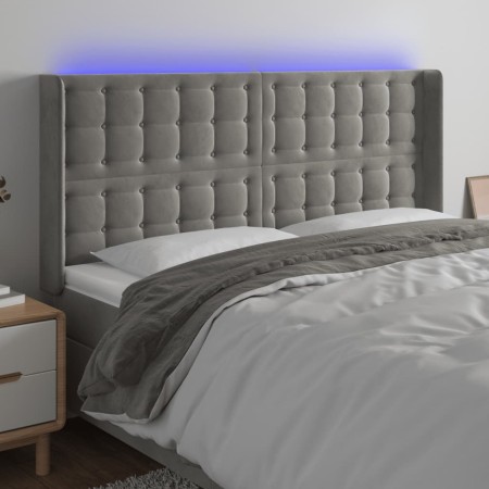 Hellgraues Samtkopfteil mit LED 183x16x118/128 cm von vidaXL, Kopf- und Fußteile - Ref: Foro24-3124542, Preis: 129,62 €, Raba...