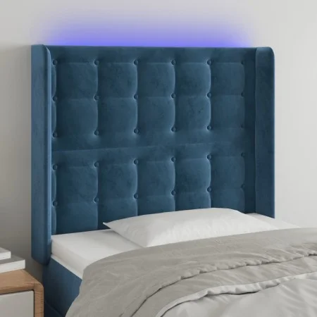 LED-Kopfteil aus dunkelblauem Samt, 103 x 16 x 118/128 cm von vidaXL, Kopf- und Fußteile - Ref: Foro24-3124528, Preis: 97,57 ...