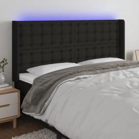 Black fabric headboard with LED 183x16x118/128 cm by vidaXL, Headboards and footboards - Ref: Foro24-3124498, Price: 144,55 €...