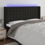 Black fabric headboard with LED 183x16x118/128 cm by vidaXL, Headboards and footboards - Ref: Foro24-3124498, Price: 134,77 €...